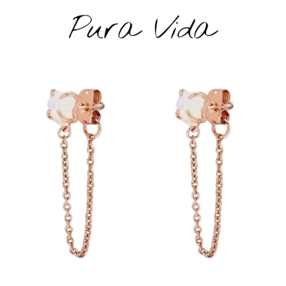 NWT Pura Vida Raw Gem Chain Wrap Earrings